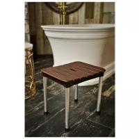 Стул для ванны и душа, стул для купания инвалидов, пожилых, беременных, сиденье для ванны коричневое: комплект с мочалкой